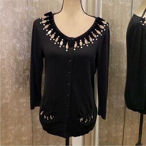 Michael Simon Elegant Black Embellished Women's cardigan, M